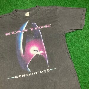 Vintage Star Trek Generations Shirt Mens M‎ Black 1994 Movie Promo Logo 90s Tee